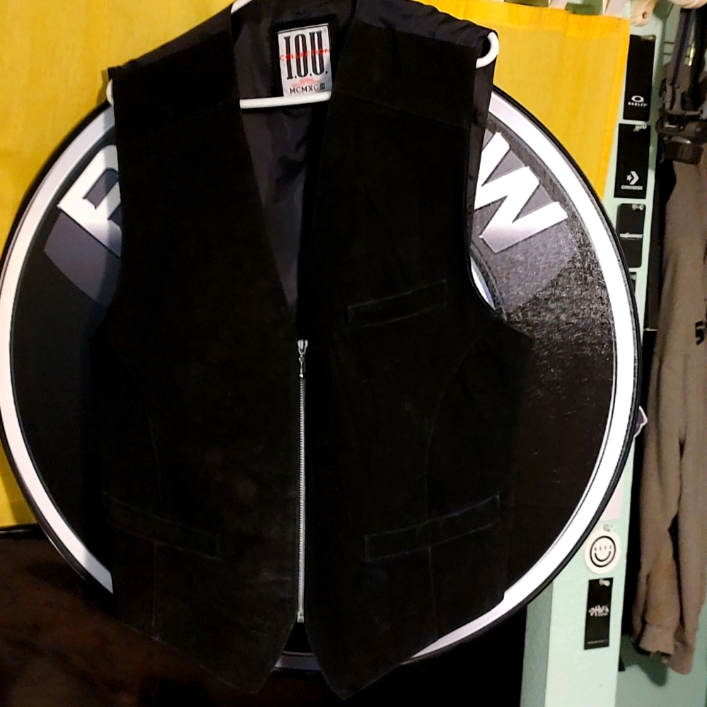 Black suede leather vest